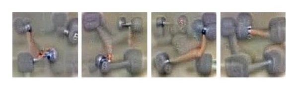 Images identified as dumbbells by Google's Deep Dream, they all have disembodied arms attached.